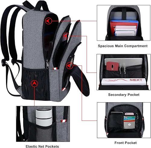 Miniatura 3 de Della Gao Mochila de viaje para laptop, mochila antirrobo para hombres y mujeres con ranura USB, mochila para computadora de negocios (gris, 15.6