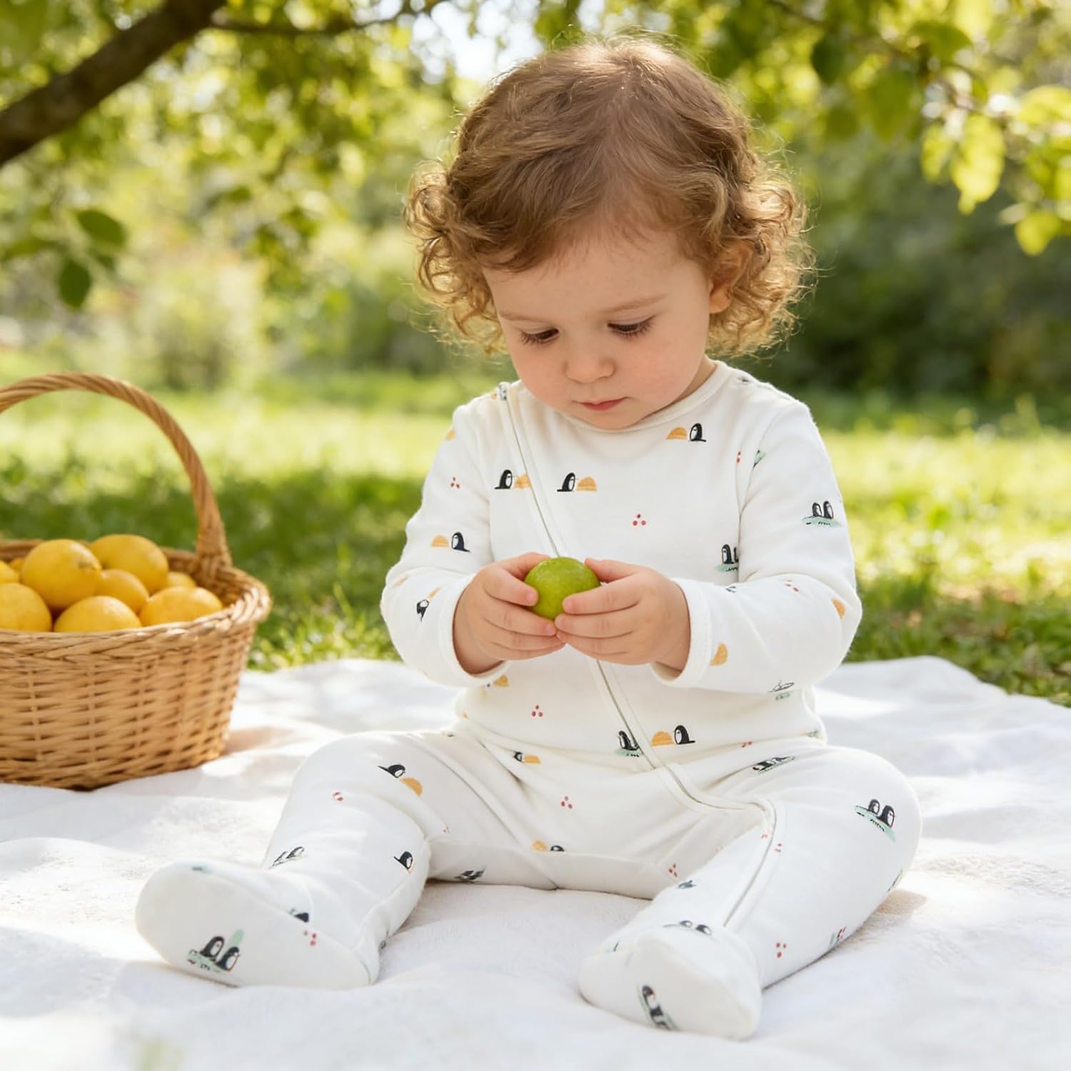 Baby Boy Girl Footie Jumpsuit 100% Cotton Footed Long Sleeves Snap Summer Outfits for 0-12 Months