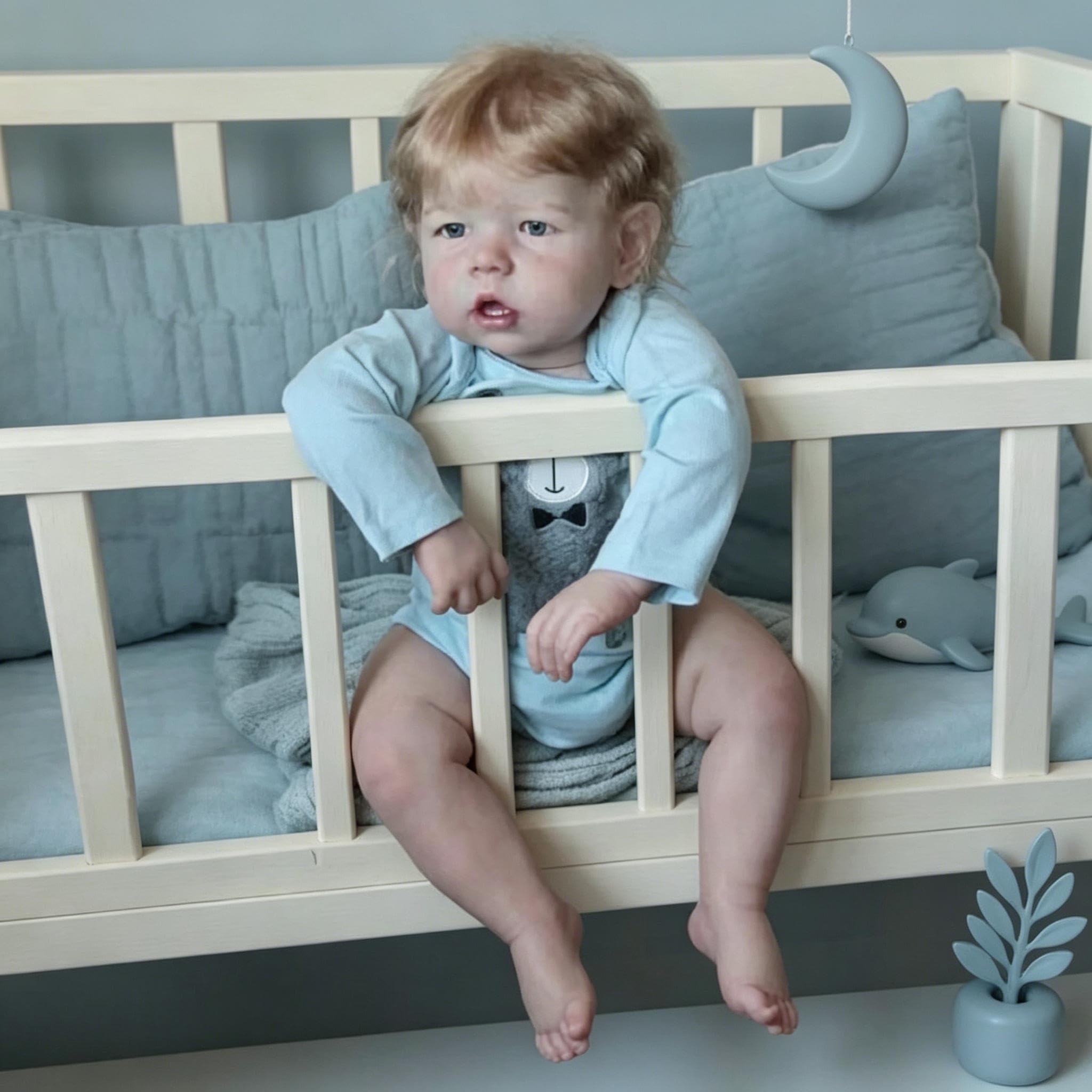 RXDOLL Realistyczne lalki Reborn Baby Dolls Boy miękkie winylowe całe ciało realistyczne Reborn lalki dla maluchów, które wyglądają jak prawdziwe życie, silikonowe, dla niemowląt, z ukorzenionymi