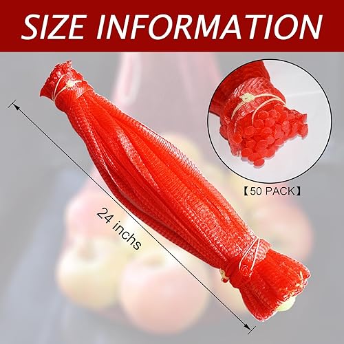 Miniatura 7 de WEISGJA Redes de sandía, 50 bolsas de malla de nailon reutilizables, hamacas de melón resistentes de 24 pulgadas con cordón, bolsas de red de