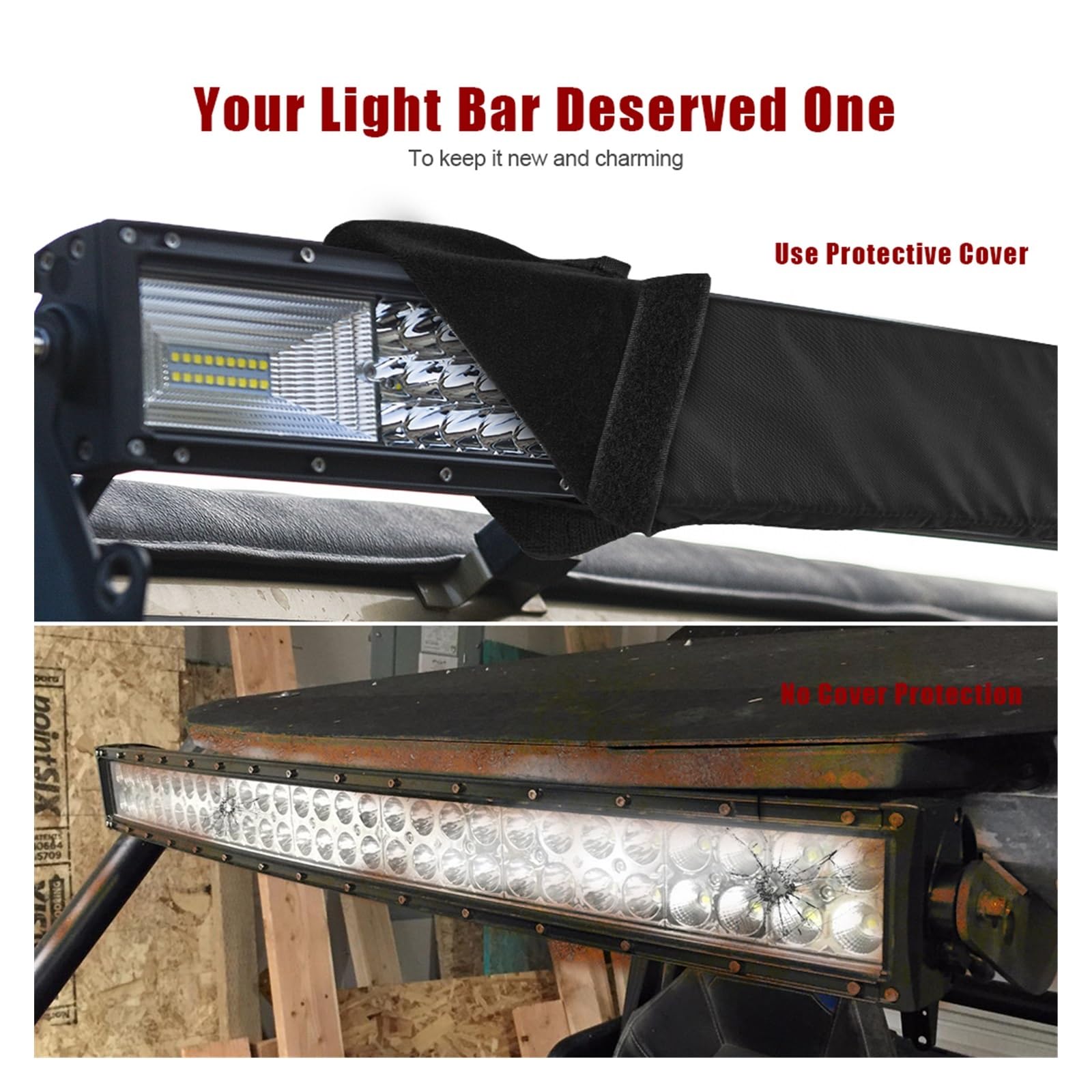22 "32" 42 "52" Cubierta de Nailon de Ajuste Universal for Coche Barra de luz LED Curvada Recta Bolsa Protectora Premium for Engranajes(1pc 42 Inch Cover)