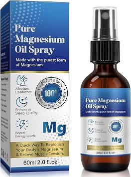 2 Fl Oz Magnesium Oil Spray - Pure & Organic - High Concentration Magnesium - Non-GMO, Gluten-Free - Easy to Absorb 1pc