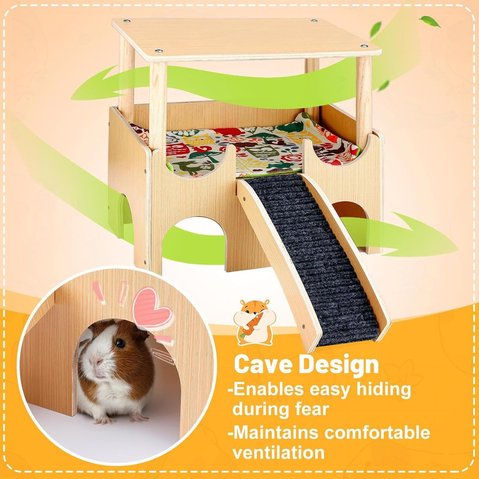 Casa per piccoli animali domestici, cincillà, habitat naturale per criceti, giocattoli a doppio strato, giocattoli per piccoli animali con , per gabbia per cincillà, conigli, furetti e | Arredamento habitat con , forniture per animali domestici per conigl