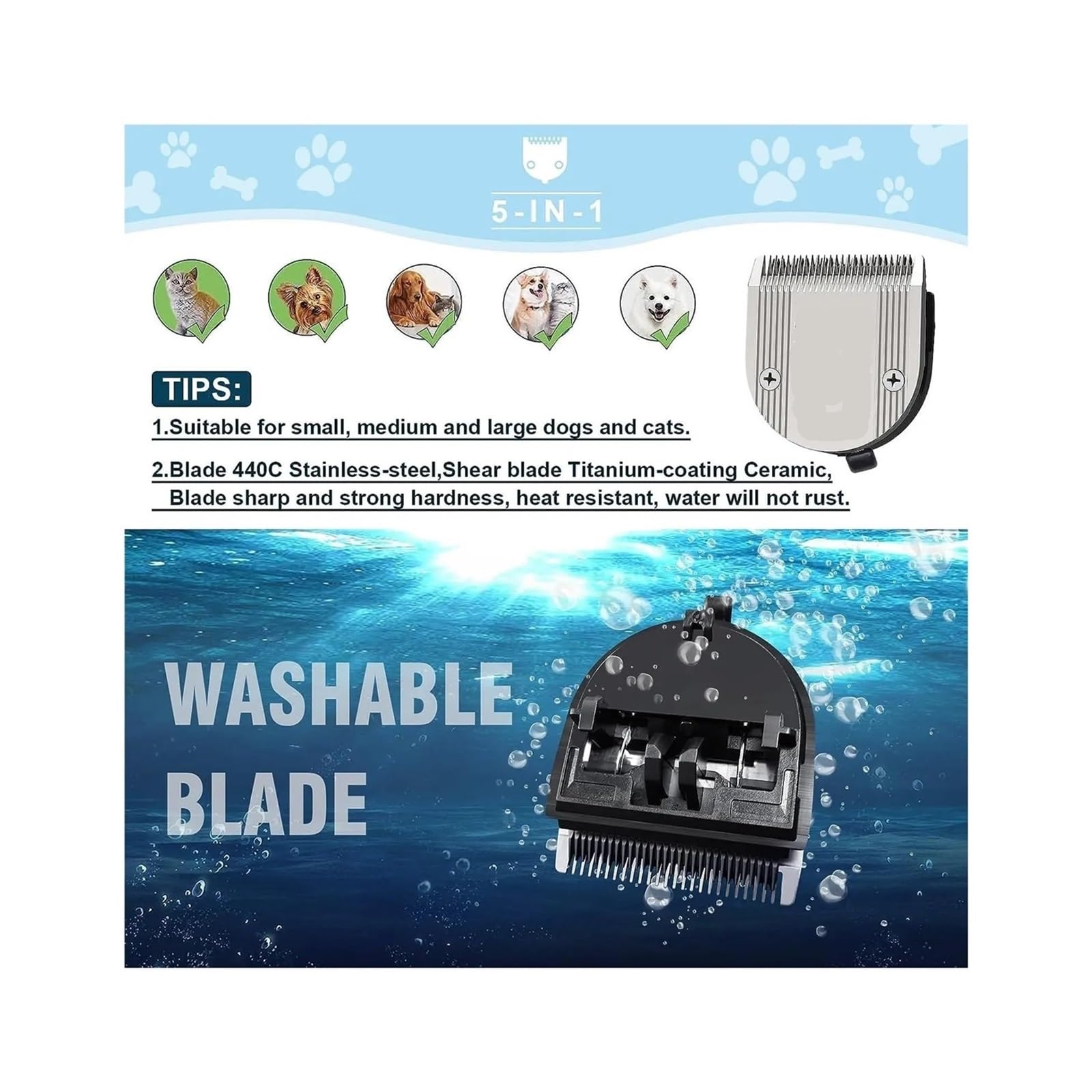 Cuchillas De Repuesto Ajustables 5 En 1, Compatibles Con Wahl, Cortapelos For Perros 5 En 1(4pcs)