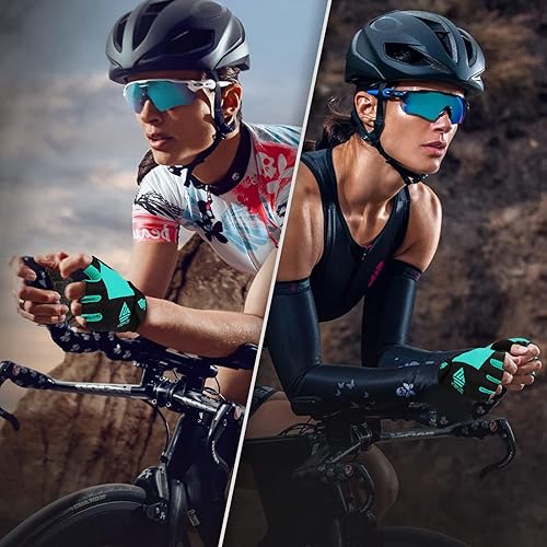 Miniatura 7 de Guantes de bicicleta para hombres y mujeres con almohadilla antideslizante que absorbe los golpes, guantes de ciclismo ligeros de medio dedo