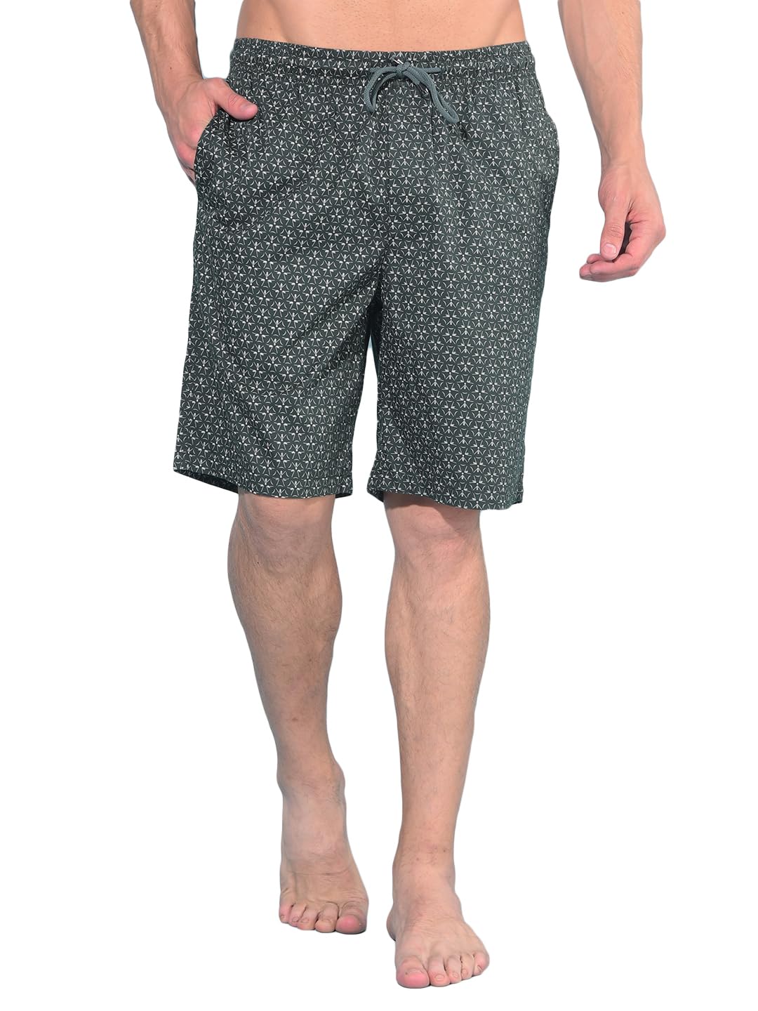 crimsoune club Men's Olive Printed 100% Cotton Lounge Shorts-picture-28