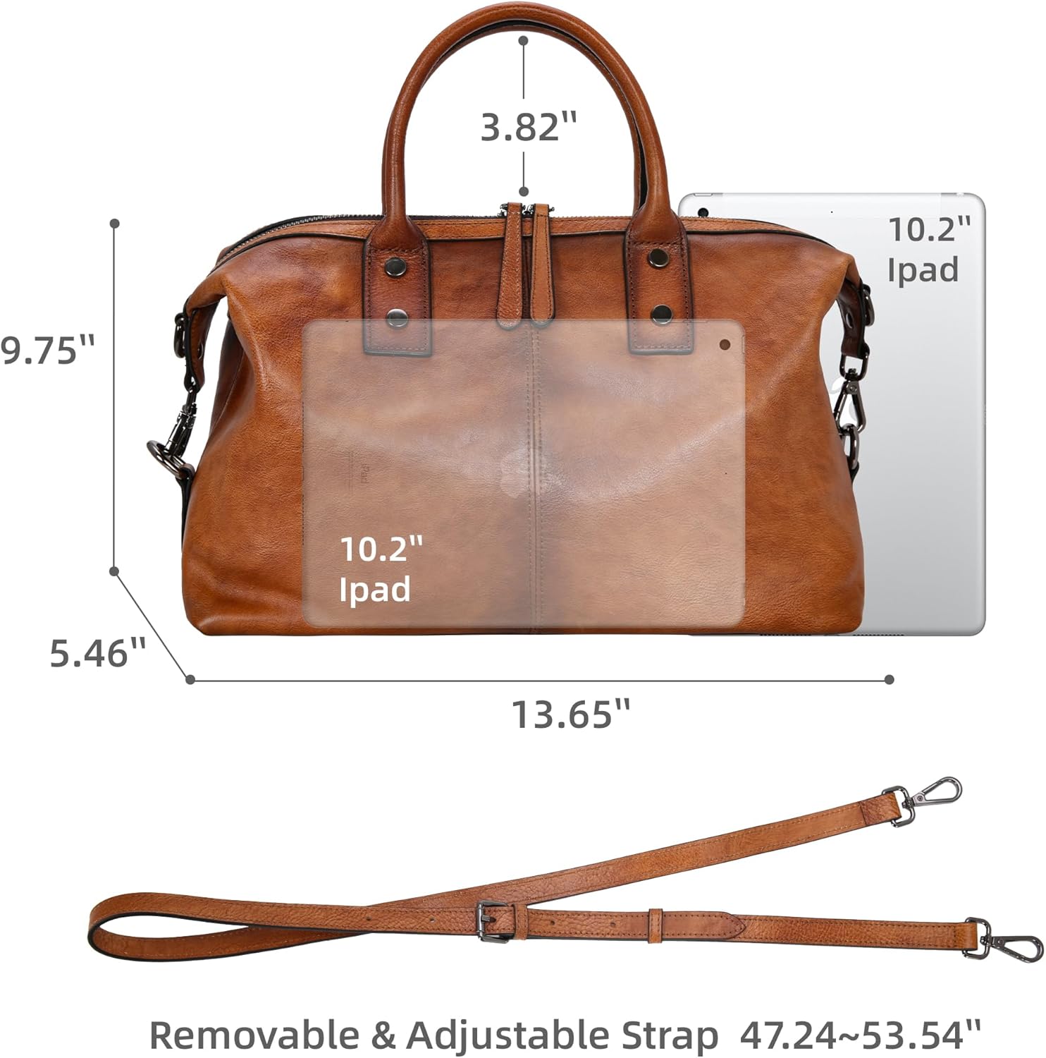 Iswee Genuine Leather Satchel Tote Bag Top Handle Handbag Designer Shoulder Bag Large Capacity Cross Body Bag - Image 6