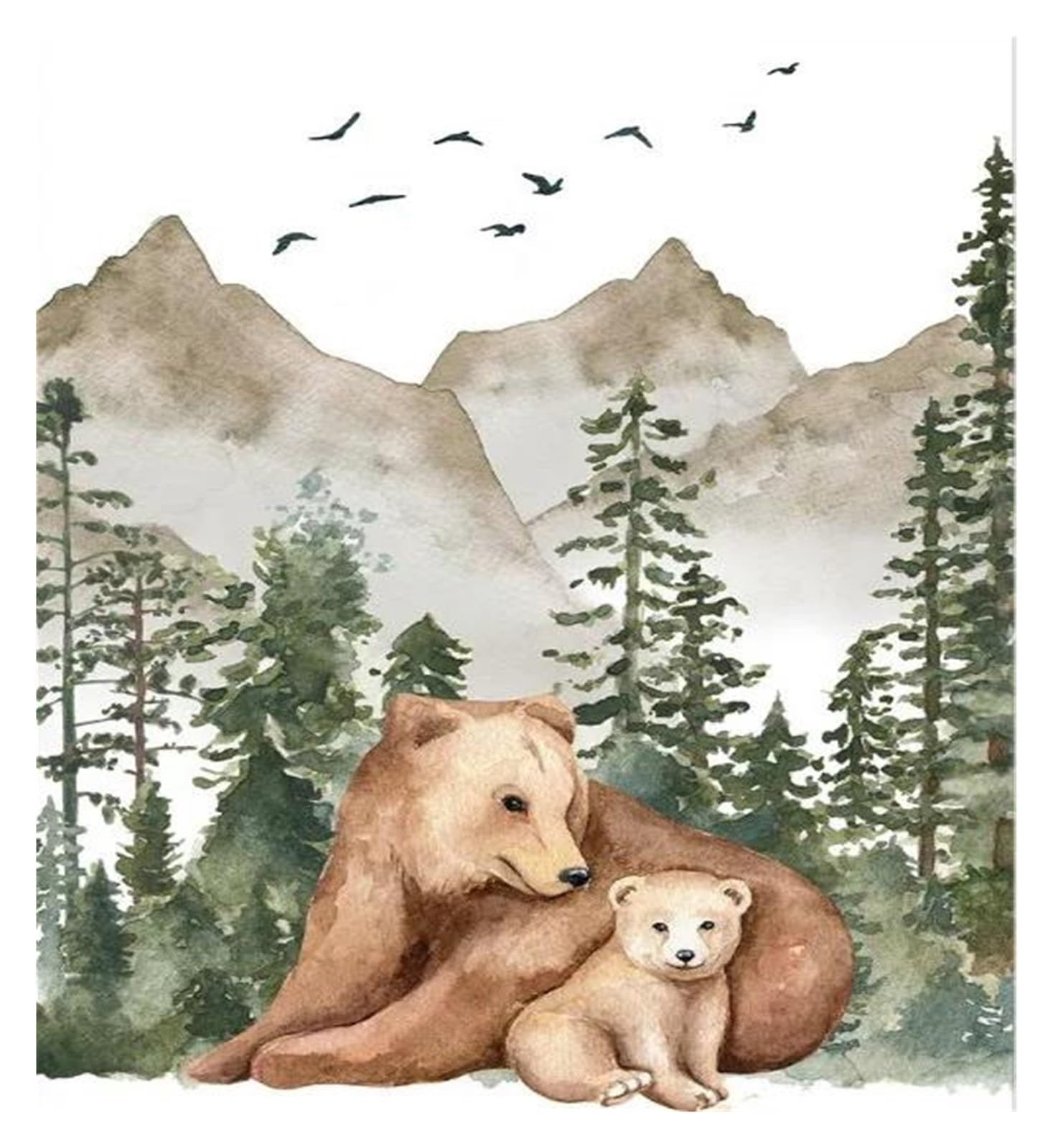 Image murale pour salon nordique et affiche animaux de la forêt 50x70