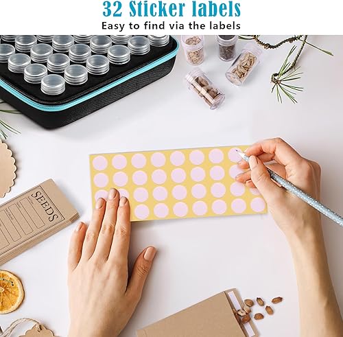 Miniatura 12 de Organizador de almacenamiento de semillas de 120 ranuras con 20 sobres de semillas, caja de almacenamiento resistente con bolsa con cremallera