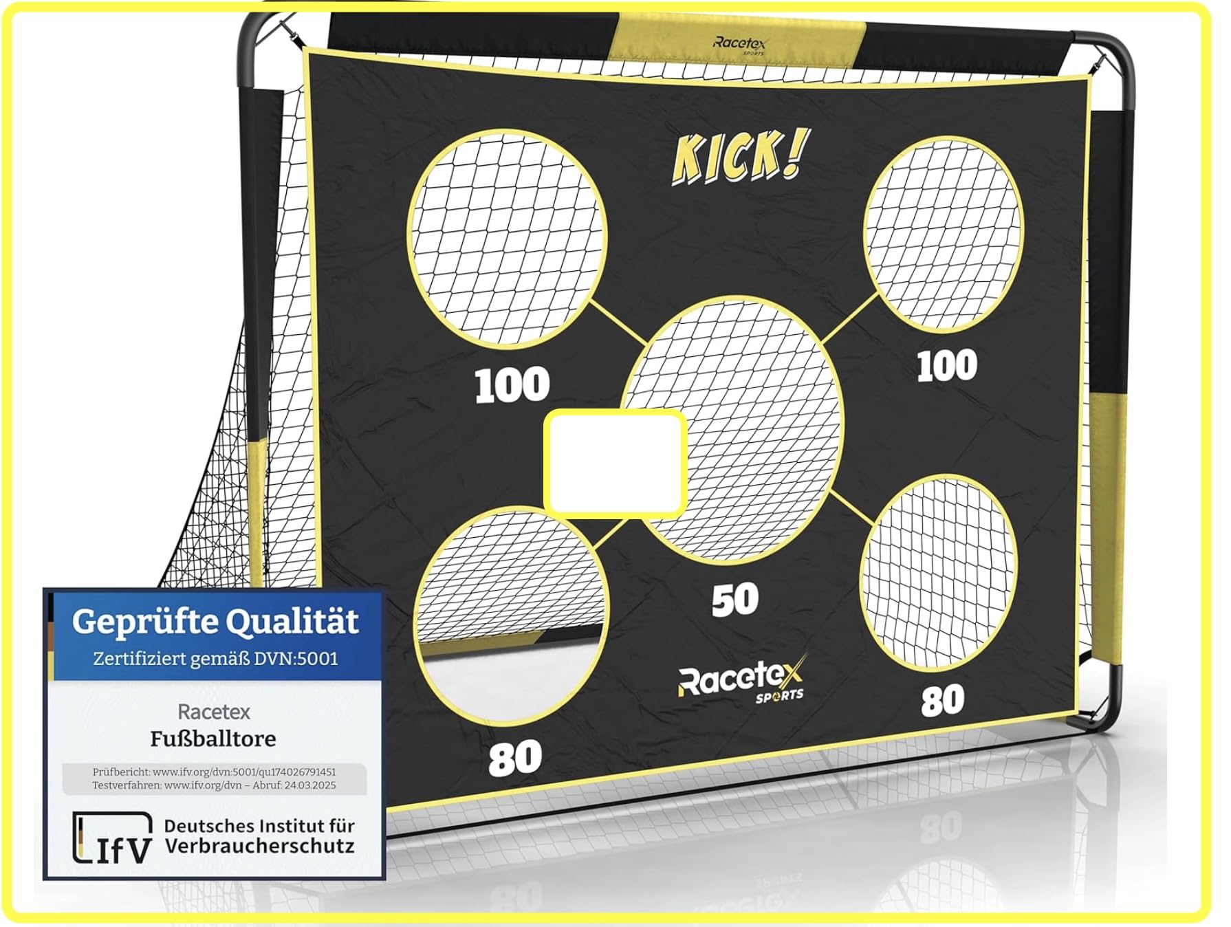 Racetex But de Foot 2-en-1 pour Enfants avec Cible de tir – Cage de Foot Enfant pour destinés au Jardin, Robustes et Stables grâce aux arceaux en Fibre de Verre – Montage Rapide