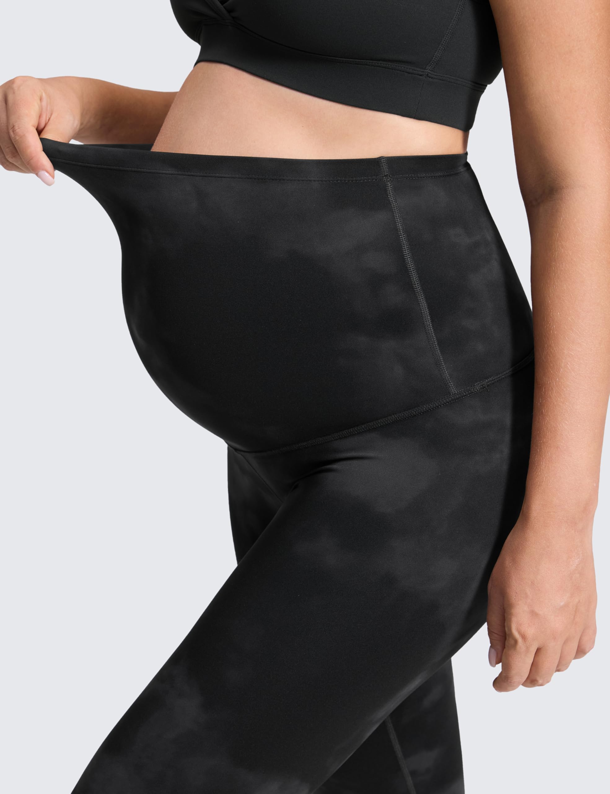 CRZ YOGA Maternidad Leggings 64cm Negro-Tiedye 42 | Butterluxe, Extremadamente Suave, Compresión Suave, Yoga, Talle Alto, Barriga Forma U, Embarazo y Posparto