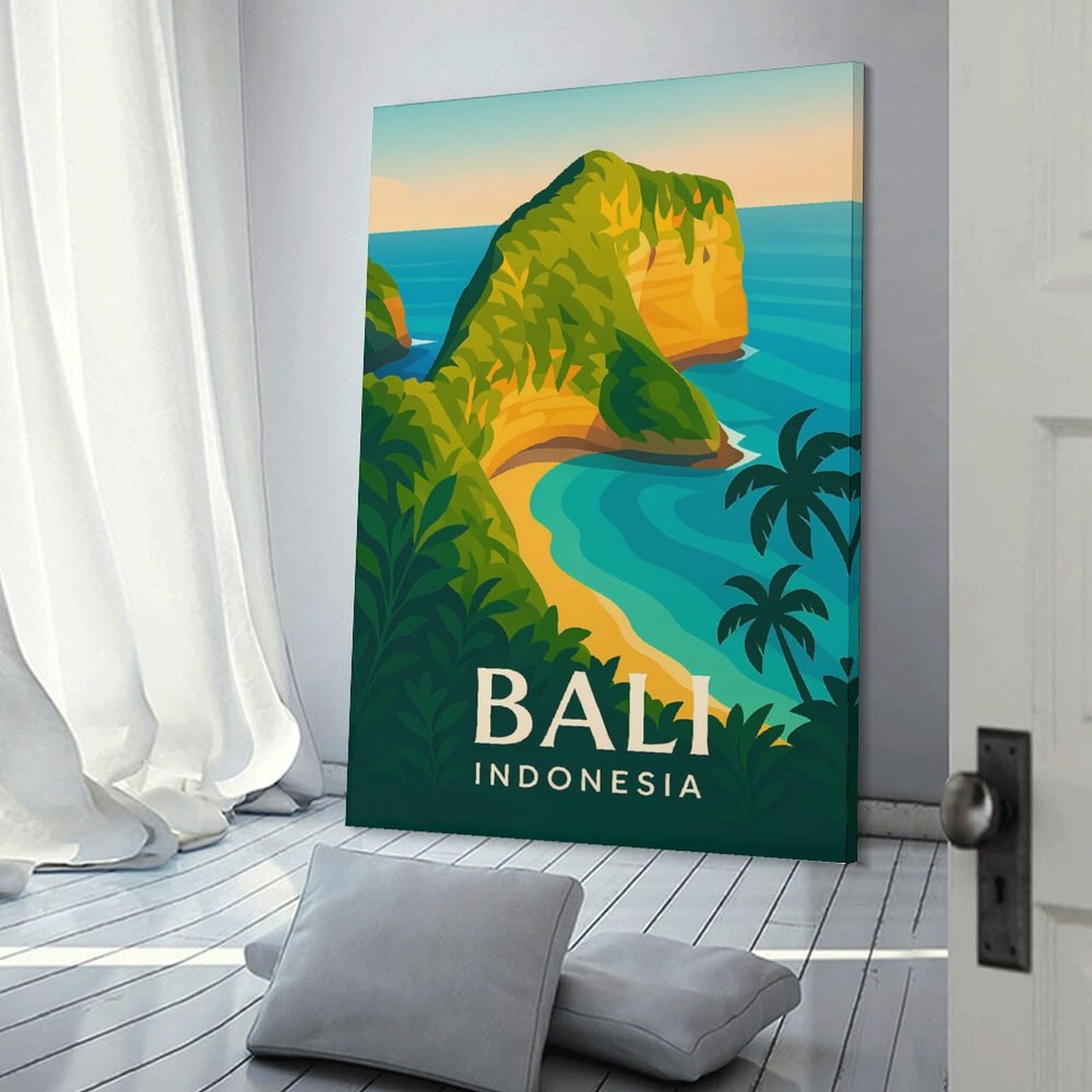 Junmoney Frame-Style-19 Bali, Indonesia Travel (2) Room Decor Wall Art 20X30inch(50X75cm), For Corridors, Hallways Or Apartment Entries, Decorative Wall Art For Narrow Spaces