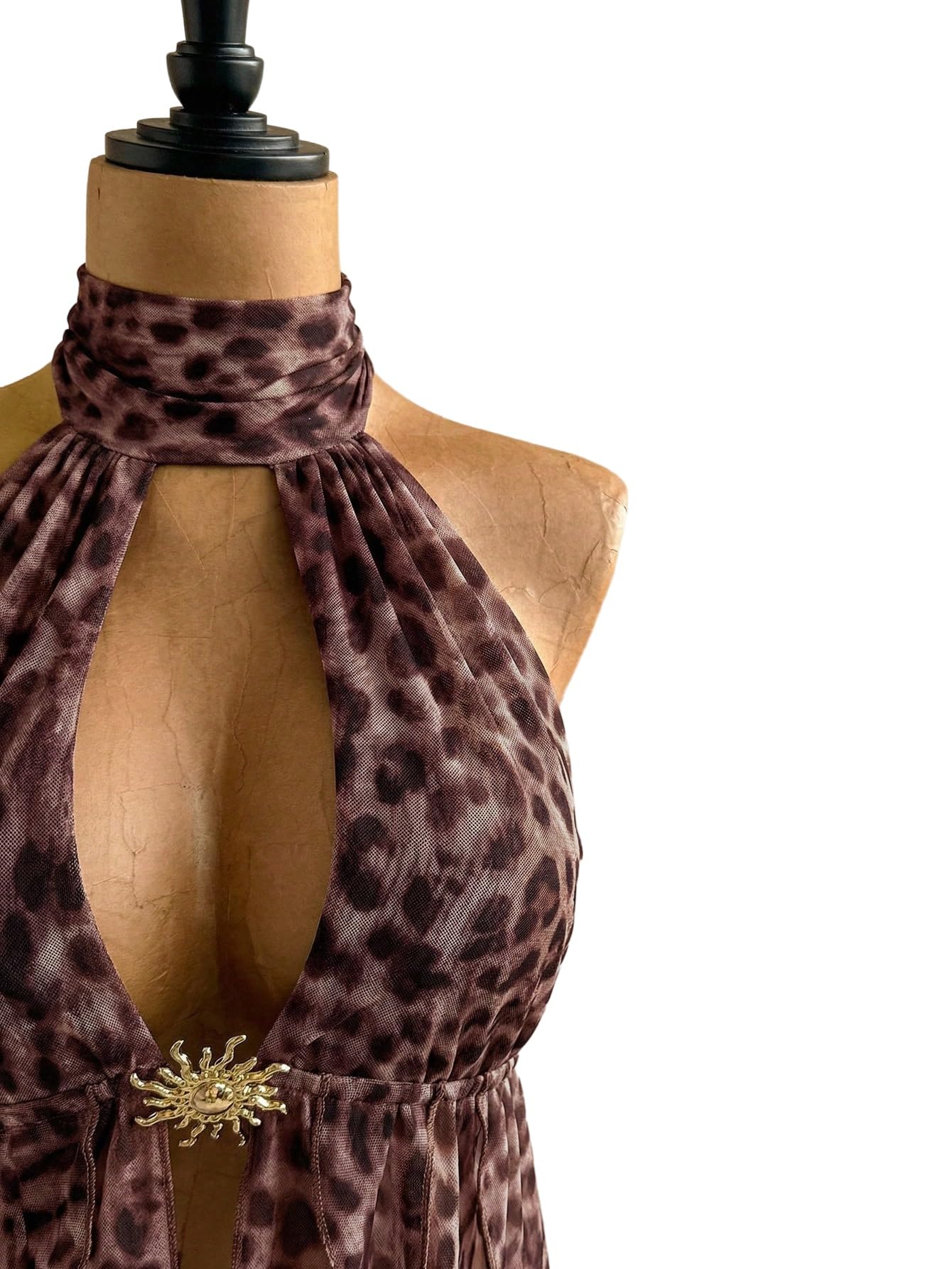 GORGLITTER Top estivo da donna Y2k con allacciatura al collo, motivo leopardato