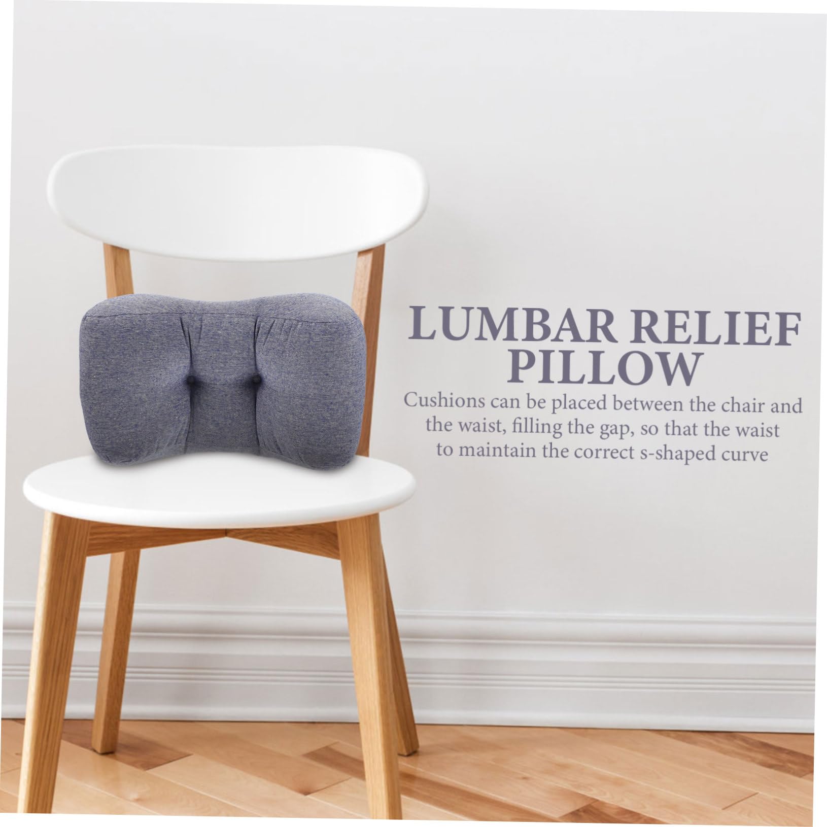 Coussin Lombaire Bleu en Lin et Coton PP pour Bureau et Voiture