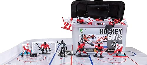 Kaskey Kids NHL Hockey Guys, Blackhawks vs. Red Wings, 27 piezas en cada juego, incluye 2 equipos y estuche de almacenamiento de viaje, figuras de