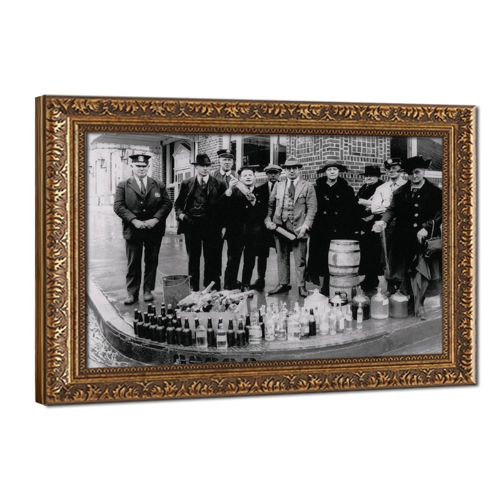 WCYB Speakeasy Prohibition Era Pub Bar Wall Art Posters Prints Canvas Deco Paintings Wall Art Hangable Frame 12" L X 18" W