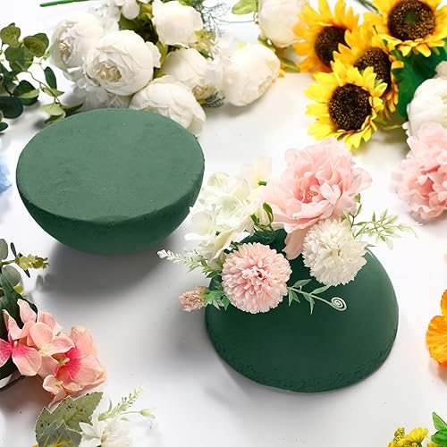 Miniatura 10 de Shihanee 12 unidades de media bola de espuma floral seca de espuma floral redonda bloque de espuma verde para flores artificiales, plantas de