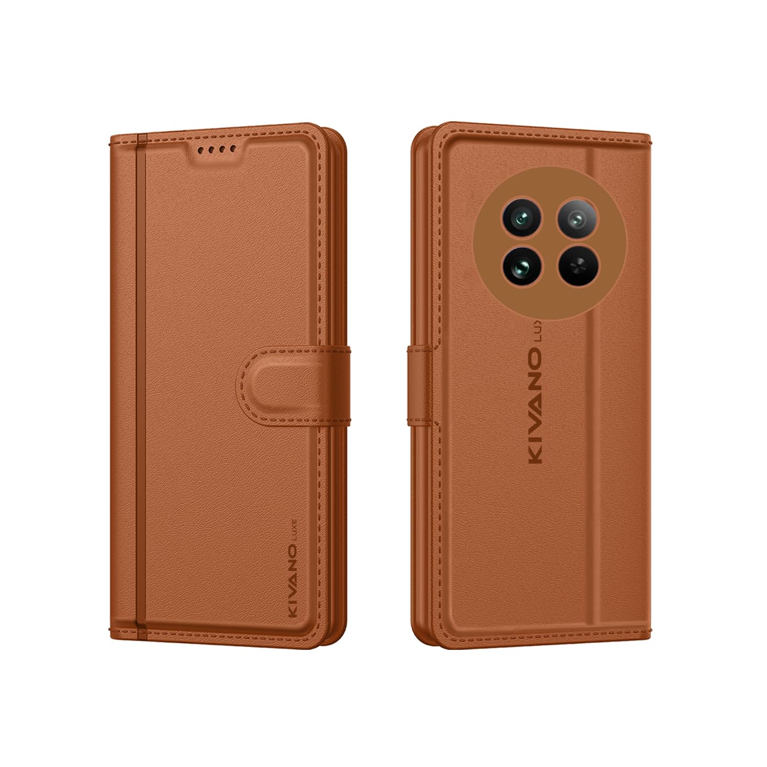 KIVANO LUXE® Compatible for Realme 13 Pro 5G / Realme 13 Pro Plus 5G Luxury Handmade Leather Magnetic Flip Folio Case | Card Holder & Kickstand | Slim Protective Cover | Unisex - Brown discount deal