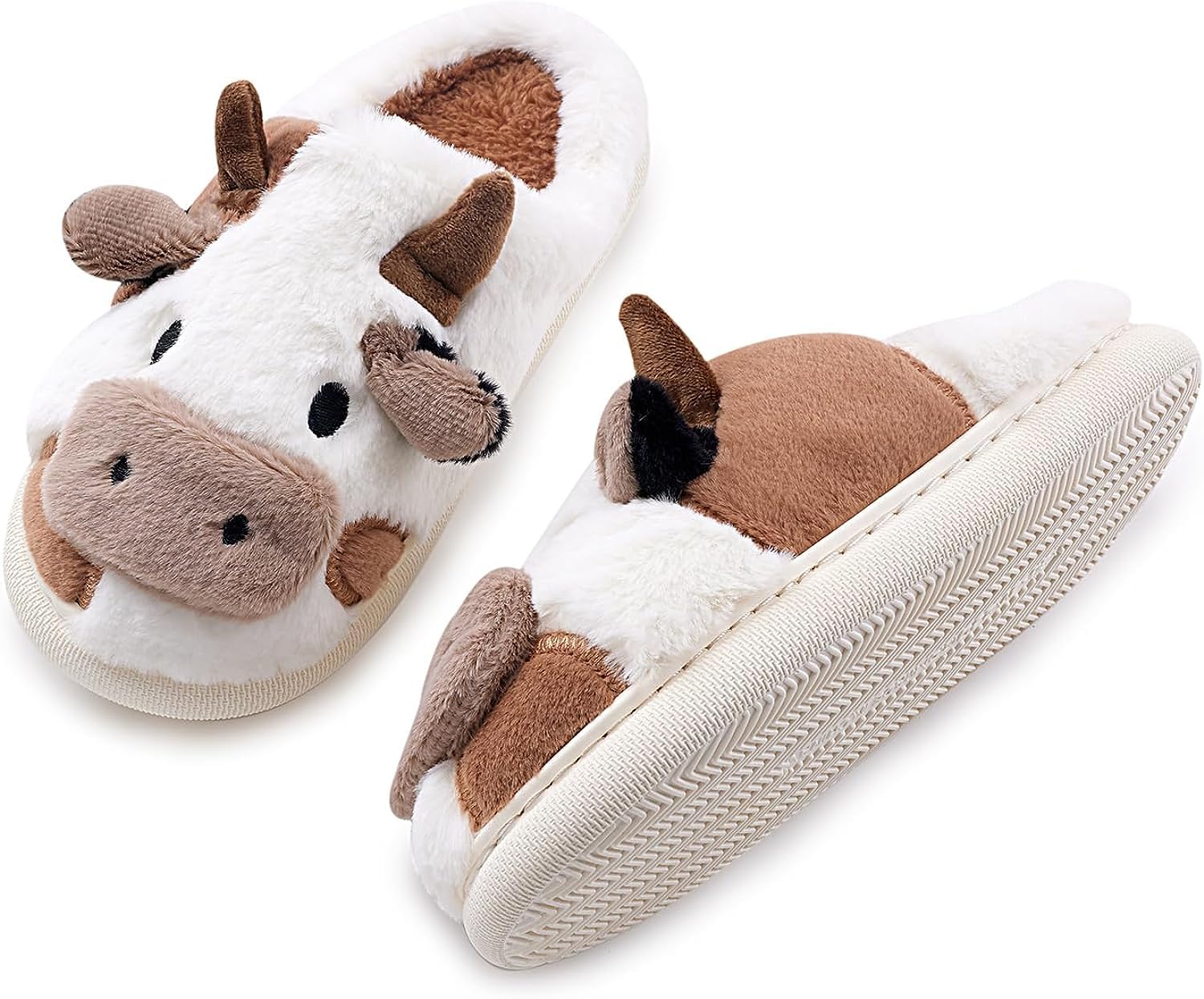 Coswind Pantofole Donna Uomo Invernali Ciabatte di Mucca Caldo with Memory Foam Cartone Animato Sliders Morbido Peluche Interno Esterno Slippers