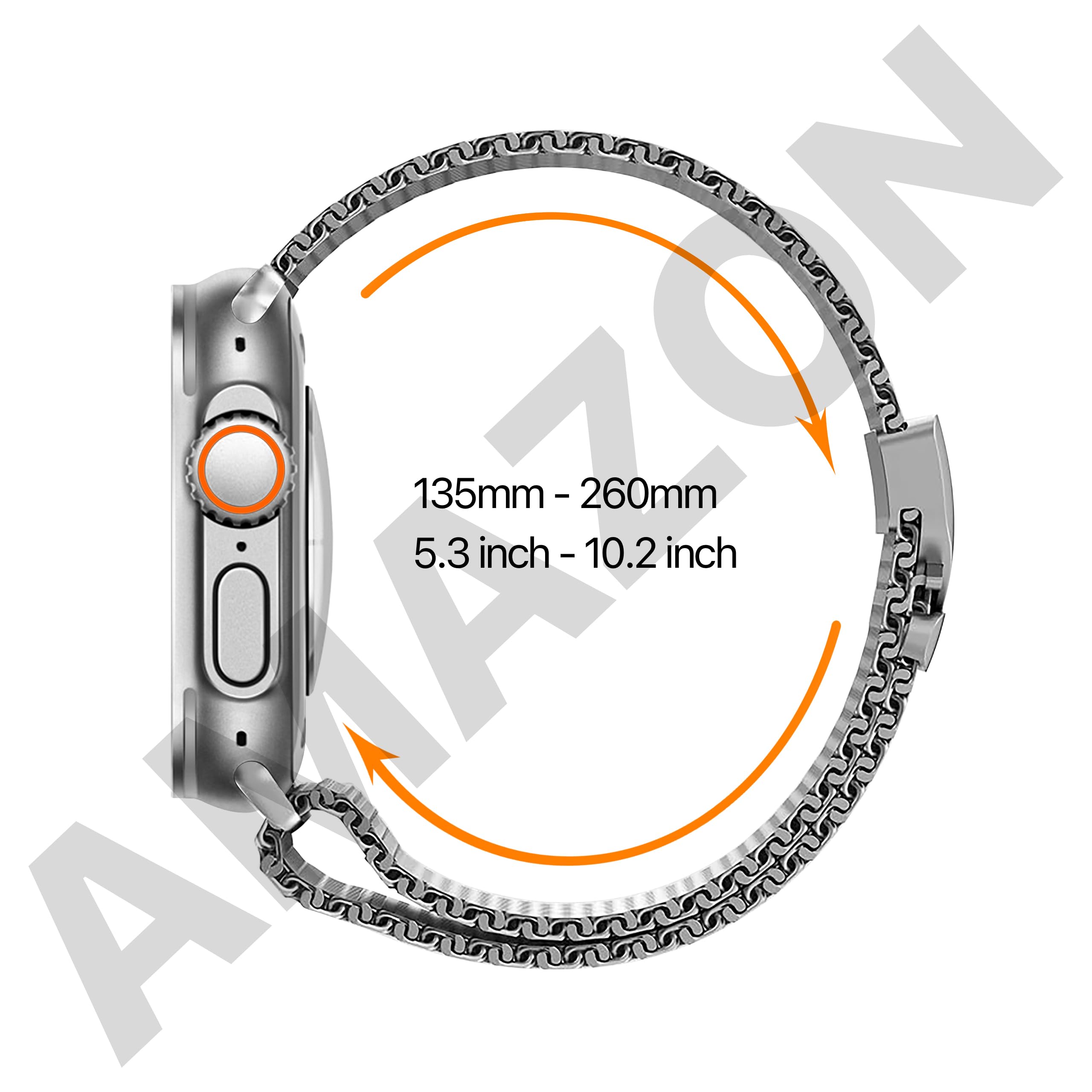 BM2 Bracelet pour Apple Watch Ultra 3 2 49mm, serie 11 10 46mm, 9 8 7 45mm 41mm, SE 6 5 4 44mm 40mm, 3 2 1 42mm 38mm, Milanais Loop, Femme Homme, Titane Argent