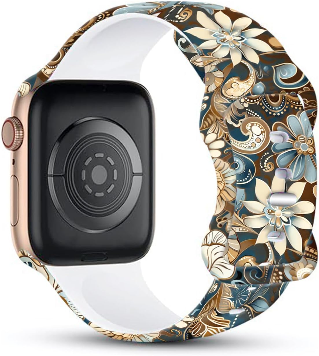 Floral watch Bands Compatible with Apple Watch Band for women 44mm 40mm 38mm 41mm 45mm 49mm 42mm, Silicone Cute Flower Pattern Sport Strap for iWatch Bands Series Ultra 2 SE 11 10 9 8 7 6 5 4 3 2 1 - Image 4
