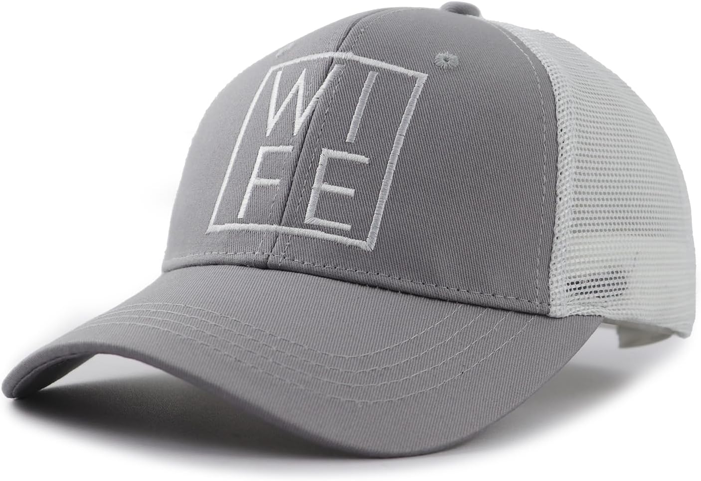 2 PCS Hubby and Wifey Trucker Hats for Men Women, Adjustable Embroidered Couple Mesh Baseball Cap - Image 3