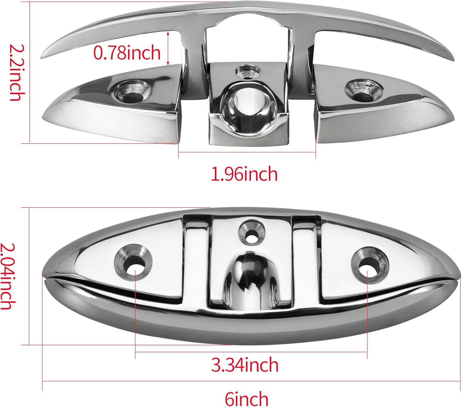 316 Stainless Steel Boat Folding Cleats Flip-up Dock Cleat with Screws Marine Dock Rope Cleats Compatible with Kayak Yacht Pontoon Boat