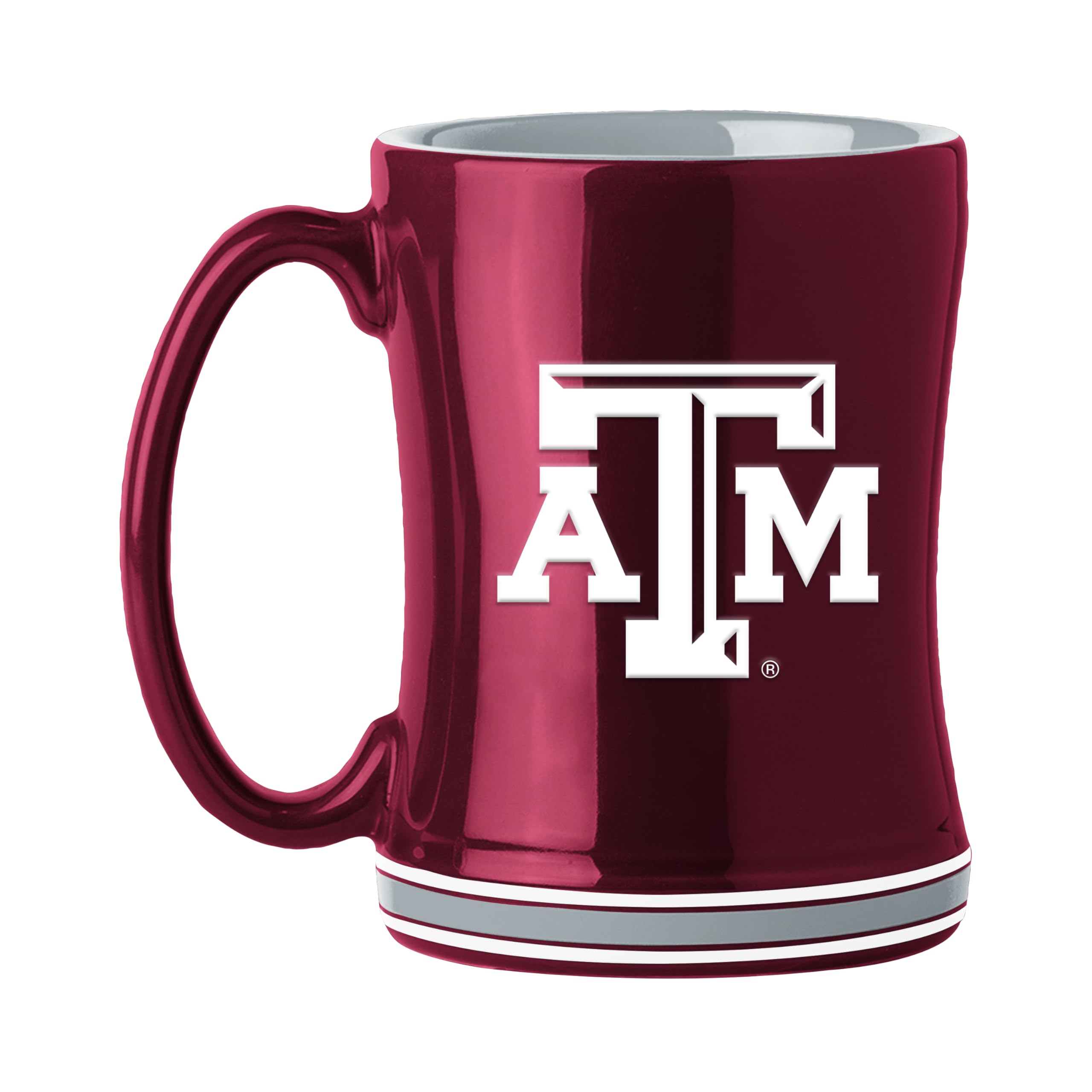 Logo Brands NCAA Texas A&M Aggies 14oz Ceramic Relief Mug with Team Logo and Elongated Handle