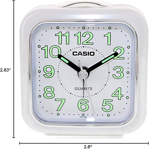 Miniatura 7 de Casio #TQ142-7DF - Reloj despertador de viaje con luz, color blanco