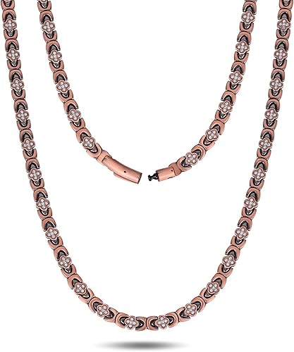 Feraco Collar de cobre para hombres y mujeres, cadenas magnéticas de cobre puro al 99,99% con imanes de neodimio de 3500 Gauss de ultra resistencia,