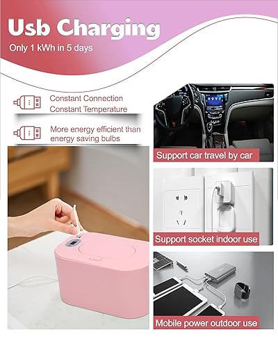 Miniatura 7 de Calentador de toallitas húmedas para bebés, portátil alimentado por USB, con control de temperatura, calentador de toallas de papel para el hogar,