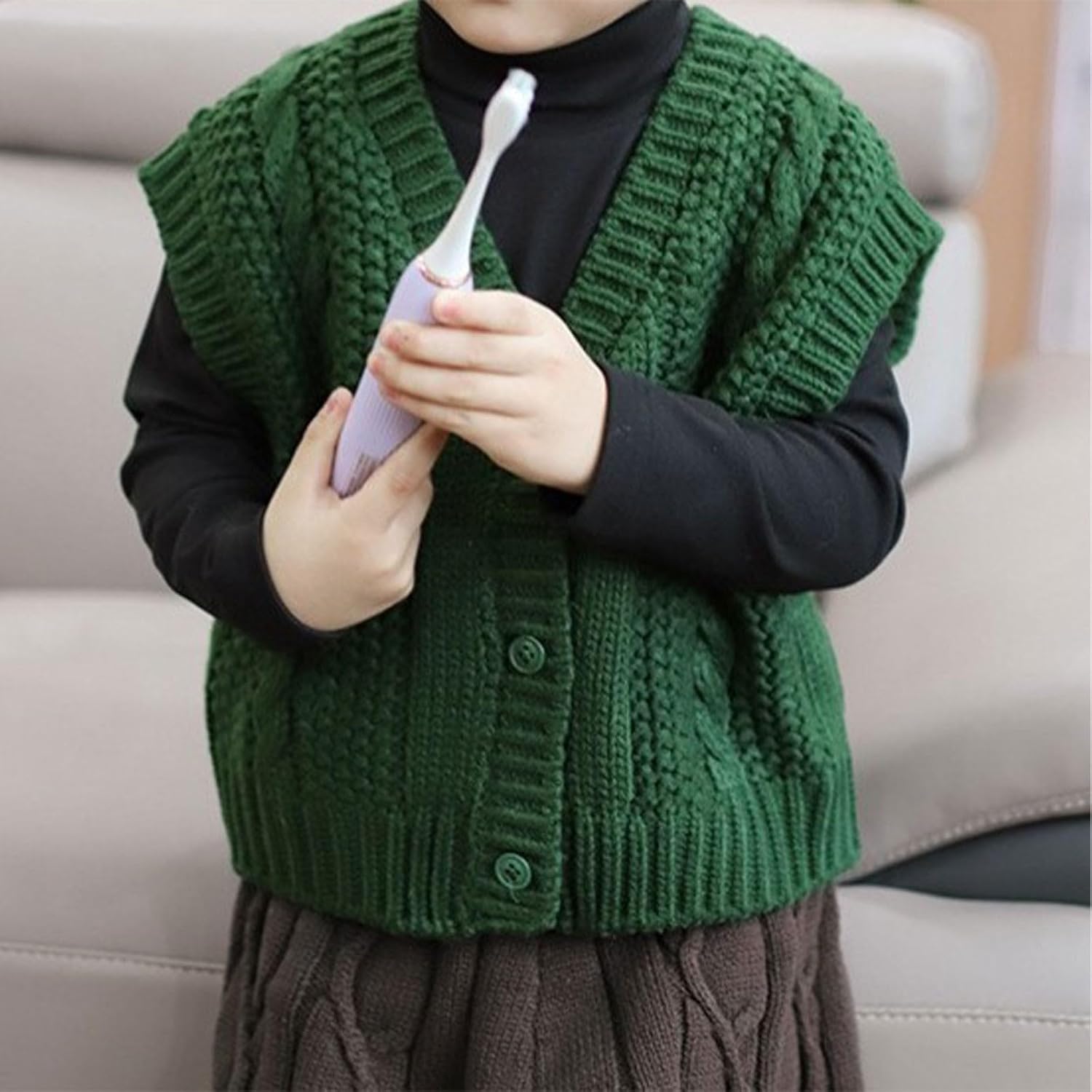 Baby Boys Girls V Neck Knitted Sleeveless Pullover Sweater Vest Toddler School Uniform Waistcoat Tops