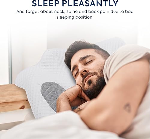 Miniatura 7 de TRANQUILUXE - Almohada cervical para aliviar el dolor de cuello, almohadas ajustables de espuma viscoelástica, soporte ergonómico para cuello y
