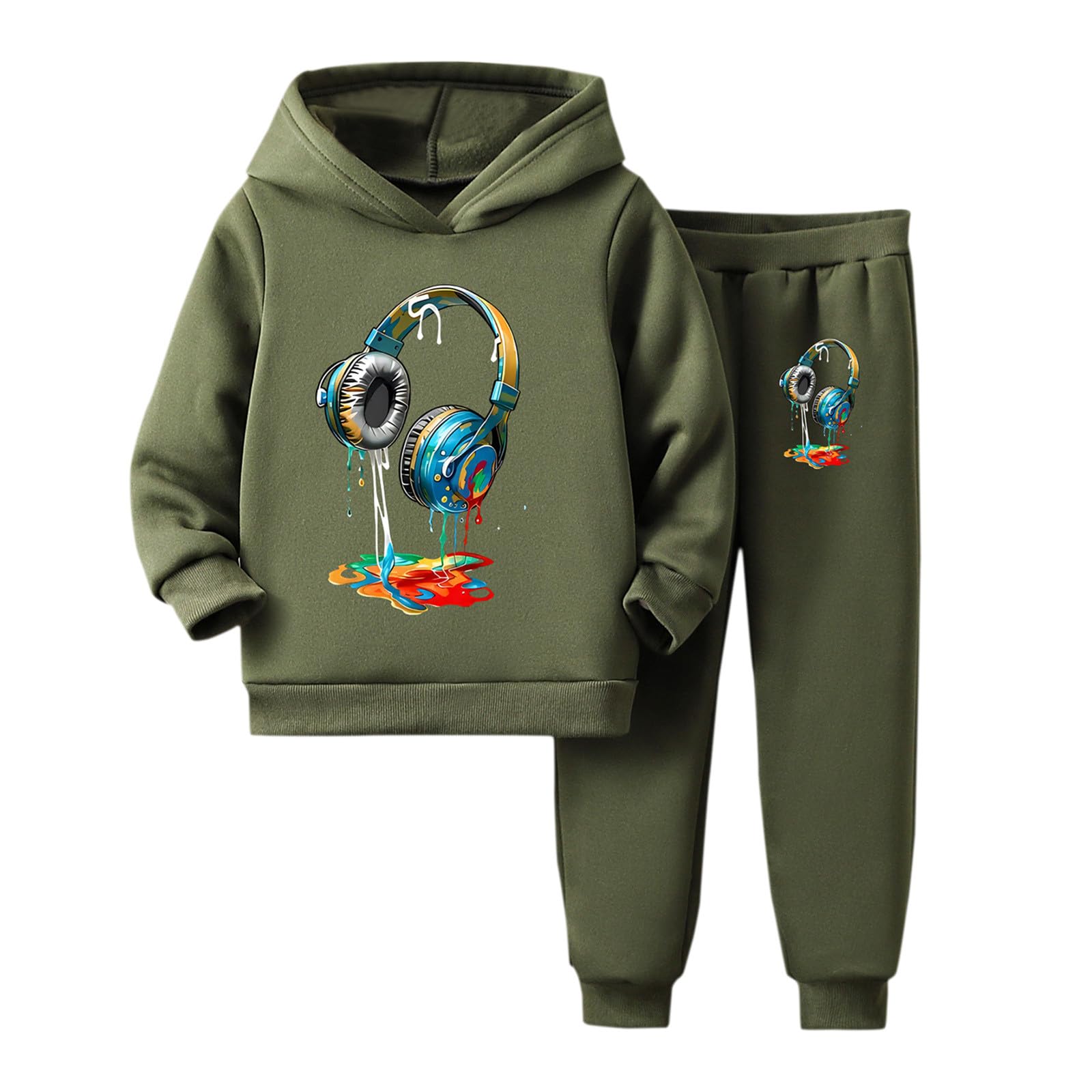 Chándal de invierno para niños, sudadera con capucha, pantalones de jogging, juego de 2 piezas
