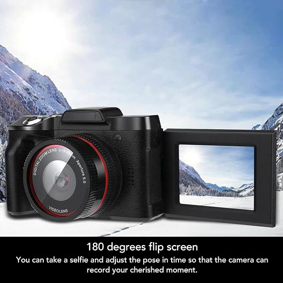 16MP Digital Camera with 1080P Full TFT LCD Screen, 16X Digital Zoom, Recording, 180 Degree Flip Screen, Lightweight, 1/4in Screw Mount for Clear Photos and Videos