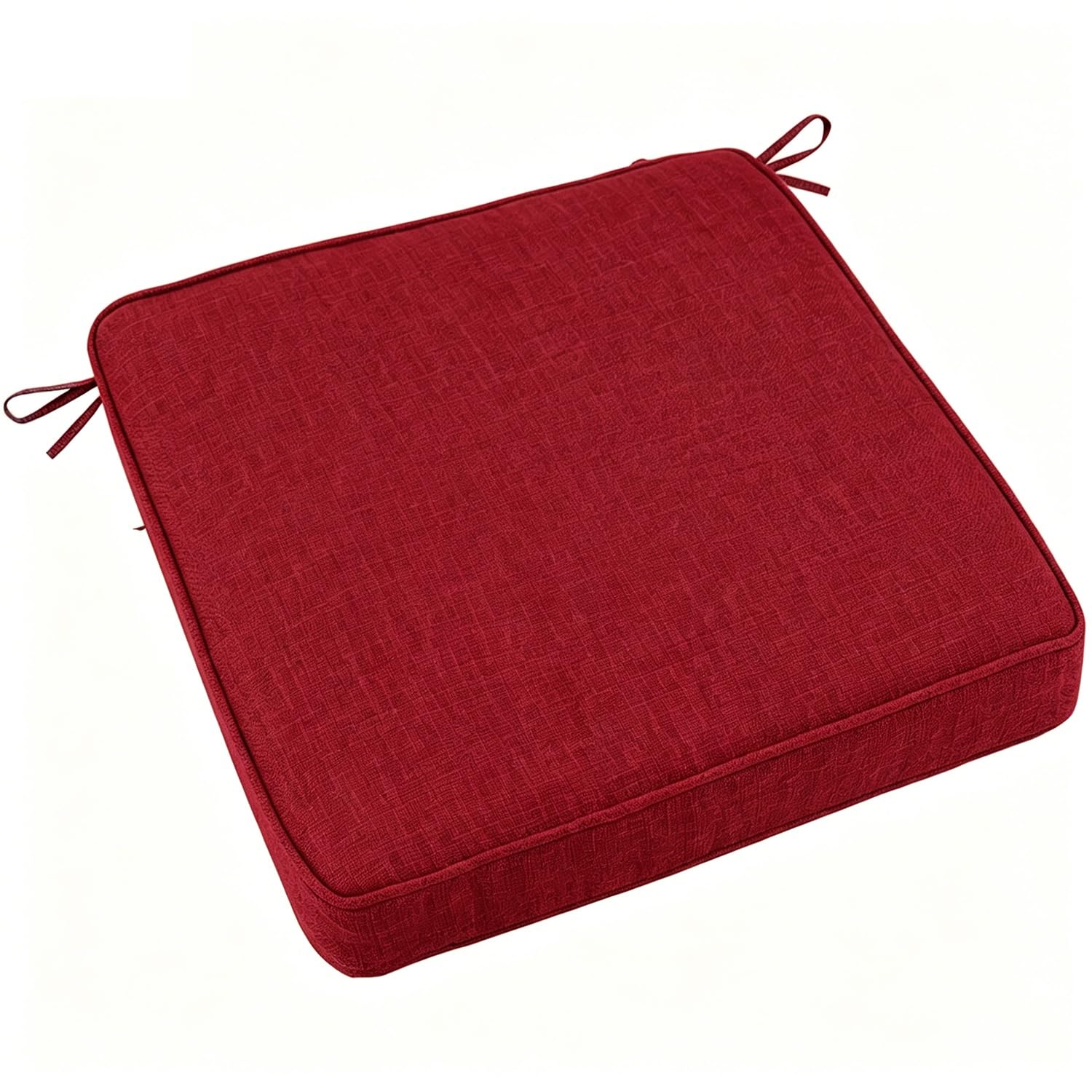 PLCIVSA Square Seat Cushions 25×25/30×30/45×45/50×50cm for Kitchen Chairs/Dining/Office,Memory Foam Chair Pads with Ties & Non-Slip Bottom,Washable Removable(Red,45x45x3cm)