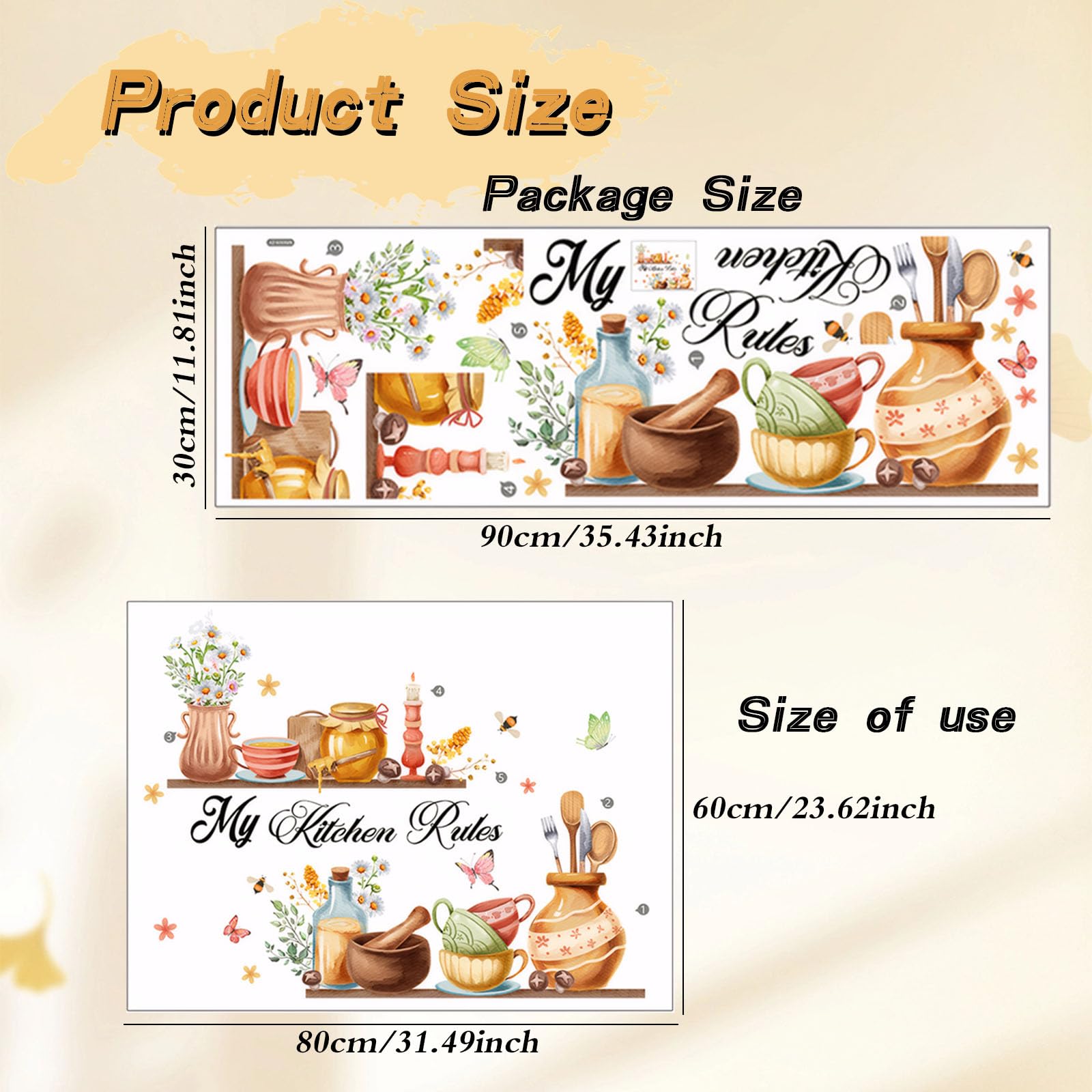 Personalisierte Wandsticker Teekanne & Geschirr – PVC-Aufkleber Für Küche & Esszimmer | Selber Gestalten, 60x45 Cm