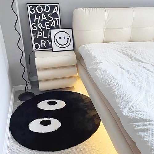 Miniatura 2 de LEVINIS Alfombra de guardería, divertida y bonita alfombra decorativa de ojos para niños, alfombra decorativa en blanco y negro para habitación de