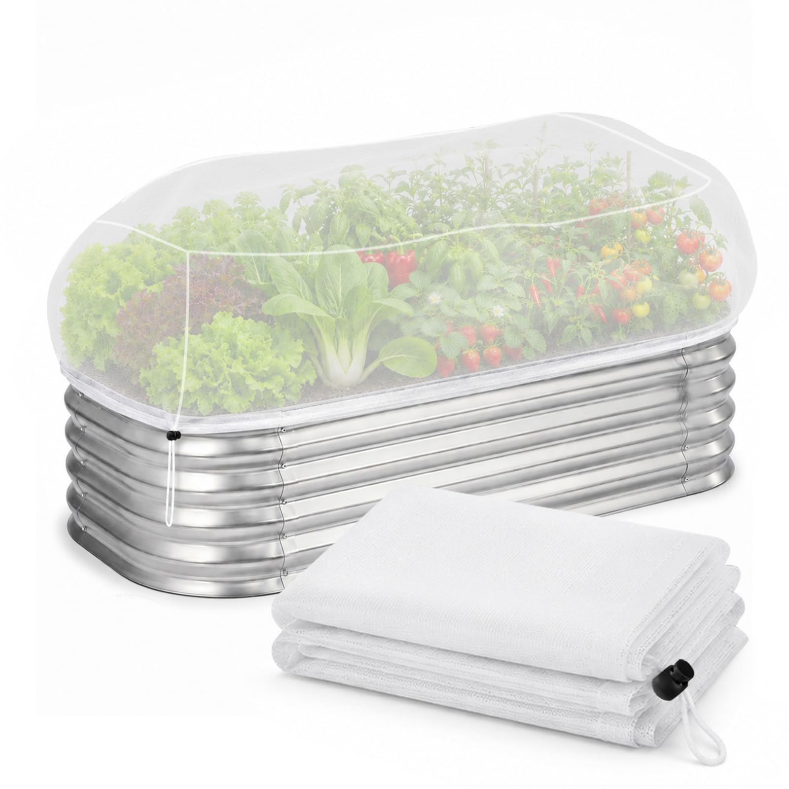 Garden Netting for Raised Beds, Fine Mesh Vegetable Patch Covers with Drawstring, Bird Pest Insect Barrier for Protecting Strawberry Veg Plants (59"*29.5")