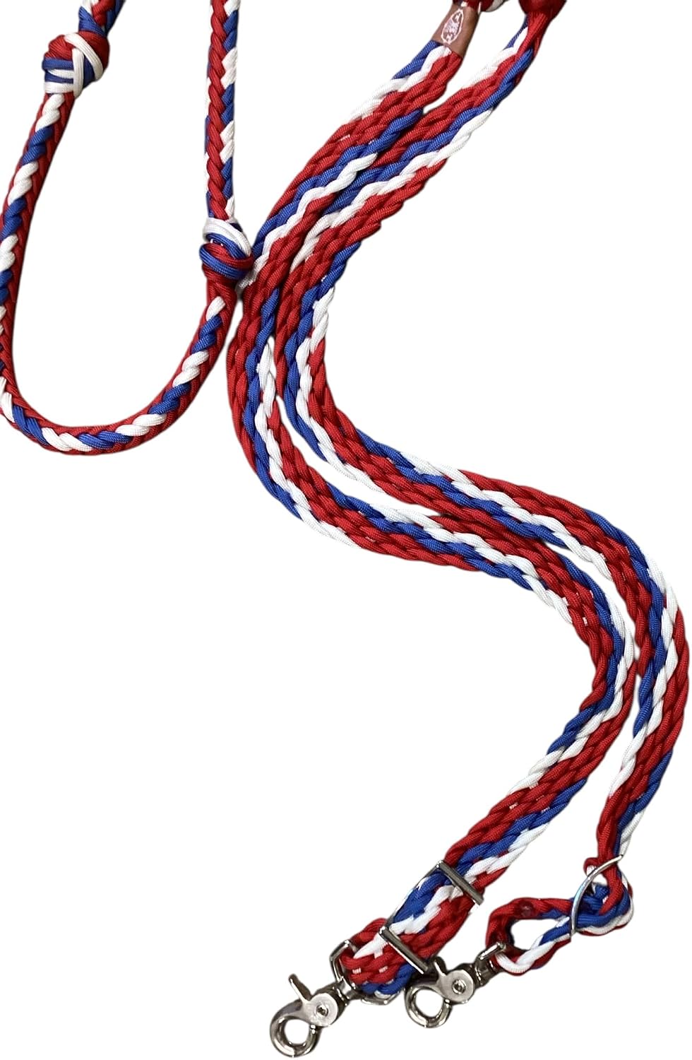 barrel reins horse tack red, white & blue paracord reins