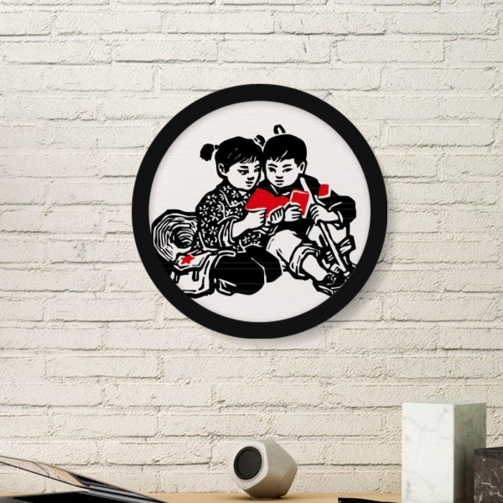 Cadre photo rond en bois noir peinture patriotique, le cadeau de décoration idéal pour enfants