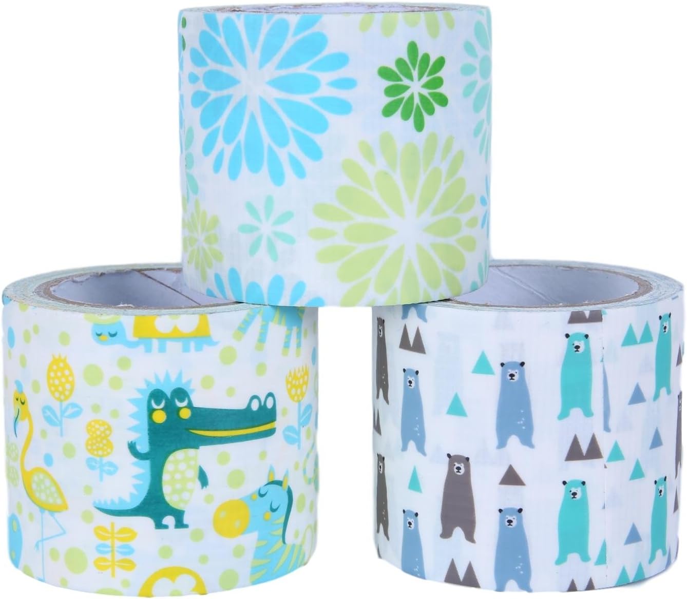 Vinylla Patterned Duct Tape, Set of 3 Rolls, 5m Long 4.8cm Wide (Baby boy)