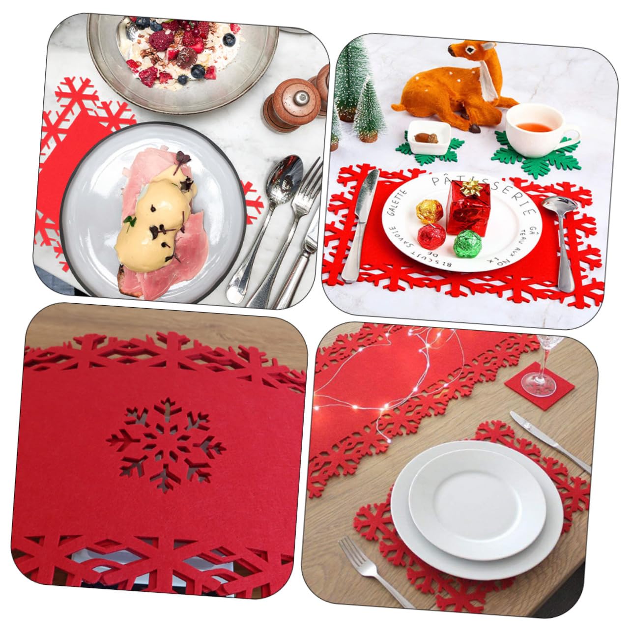 MAGICLULU 5 Ensembles Set De Table Flocon De Neige Décorations De Flocon De Neige pour Table Sets De Table De Noël Nains De e Artificiels Décorations De Noël Table De 4 pièces * 5