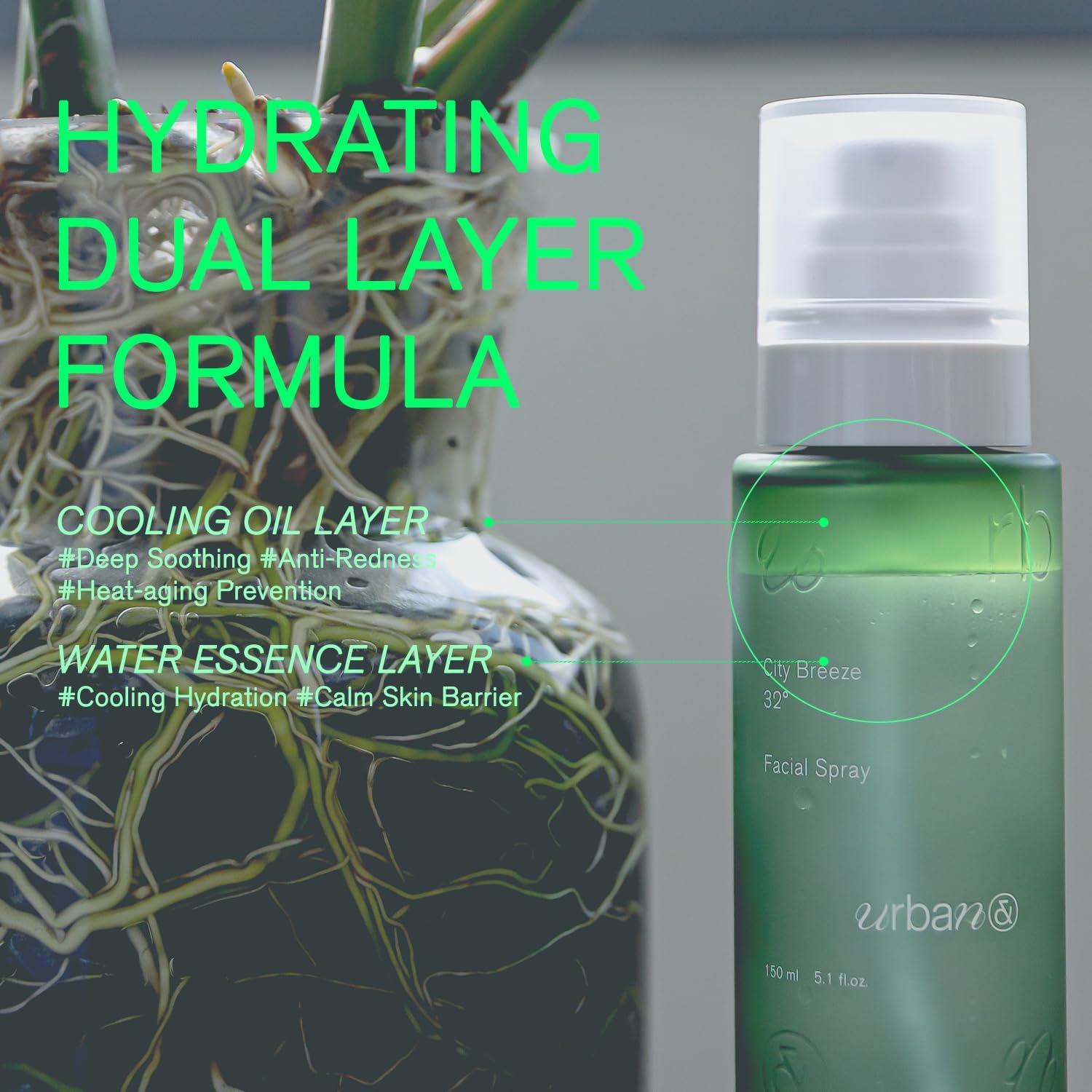 URBANAND City Breeze 32° Facial Spray, Vegan Skin Care, All in One Cooling Facial Mist, Korean Skin Care (5.07 fl oz.) - Image 2