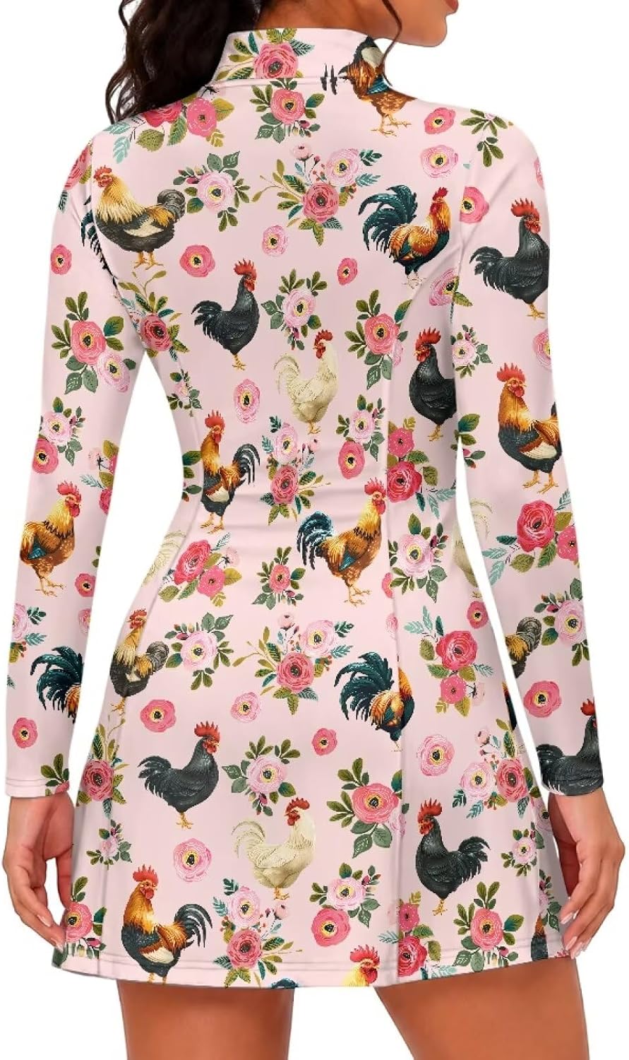 Womens Athletic Dress with Pockets Shorts Long Sleeve Fall Dress
