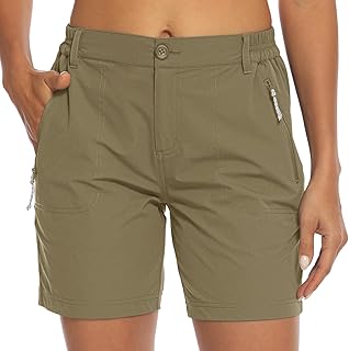 TBMPOY Women's Cargo Golf Shorts Quick Dry Stretch Hiking Athletic Casual Summer Shorts with Zipper Pockets