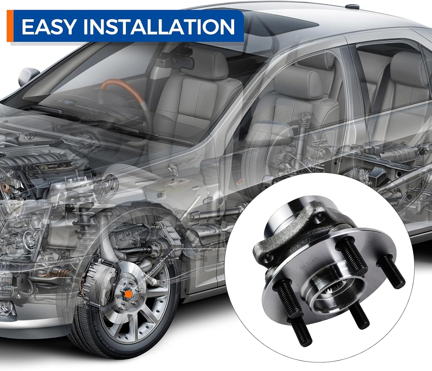 PAROD 513265 Front Wheel Braring & Hub Assembly Compatible with Toyota Prius 2004-2009