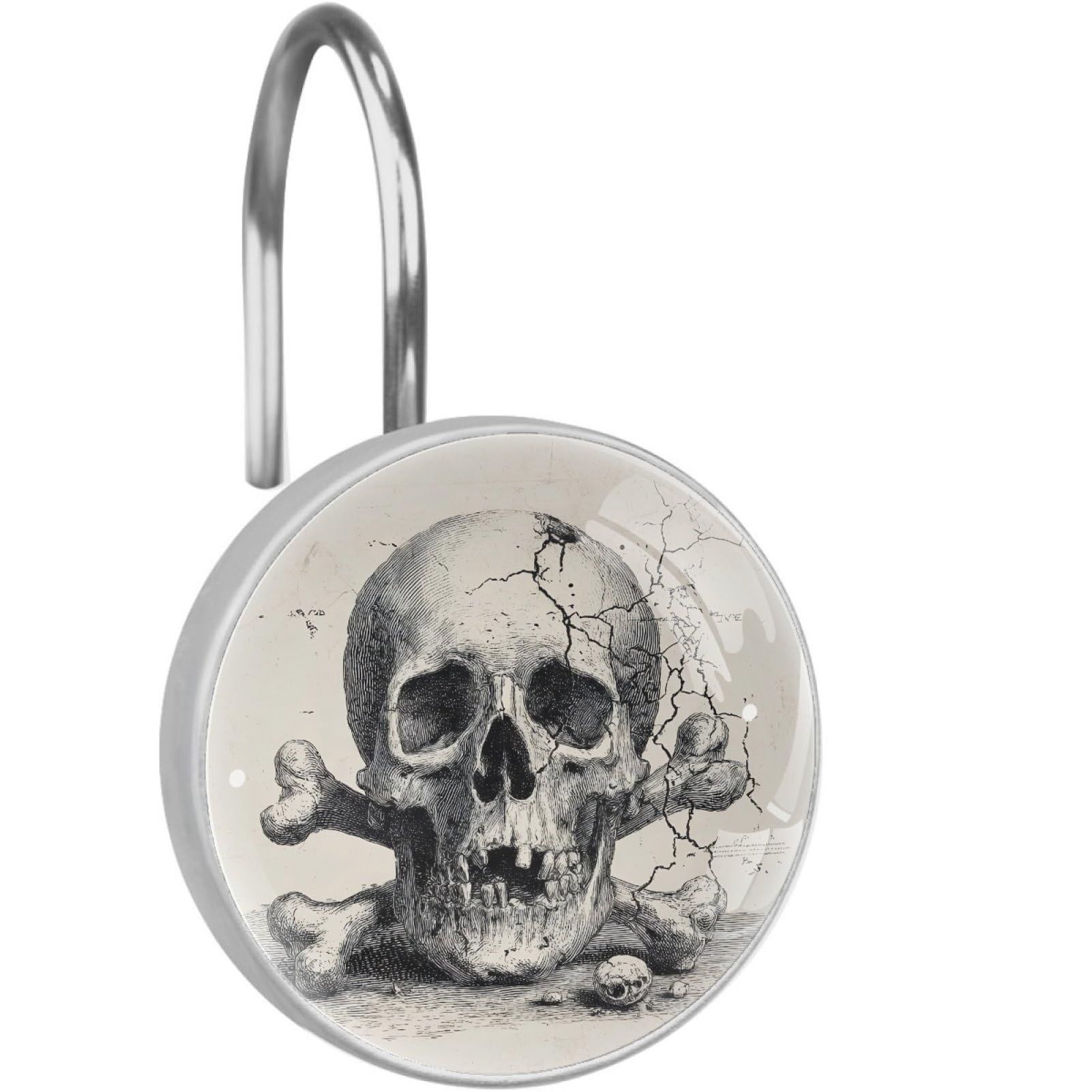 VAPOKF Decorative Shower Curtain Hook, Vintage Skulls Rustproof Stainless Steel Shower Curtain Hook for Bathroom, Shower Curtain Hangers for Shower Rod