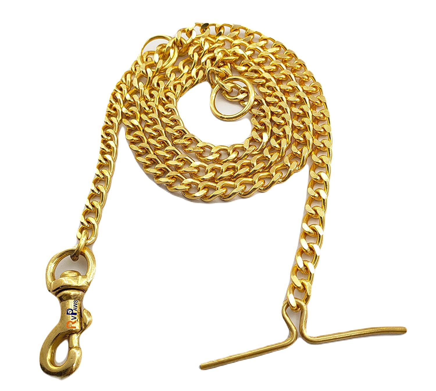 RvPaws Super Heavy Dog Brass Chain Leash Diamond Cut Heavy Duty Golden Color Chain for Dog Chain Pure Brass Thickness - (4 MM, (Medium Size) Chain Weight - 660 GM) (B0C78C26Z4) Amazon Price History, Amazon Price Tracker