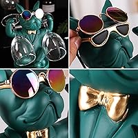 Vista 7 de French Bulldog Dog Wine Glass Rack,Puppy Statue Wine Glass Rack,Polyresin Wine Bottle Holder Creative Tabletop WineRacks Holder Display Stand for